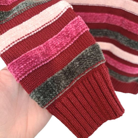 ModCloth Womens S Red Striped Duly Noticed Crew Neck Pullover Chenille Sweater - Picture 4 of 9